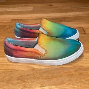 BRAND NEW SIZE 7 RAINBOW TIE DYE SLIP ON SHOES